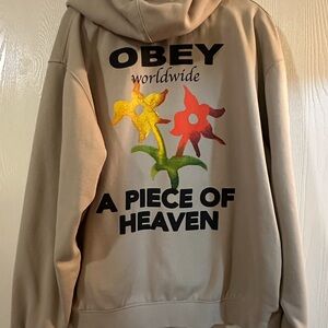 Obey Graphic Hoodie in Tan